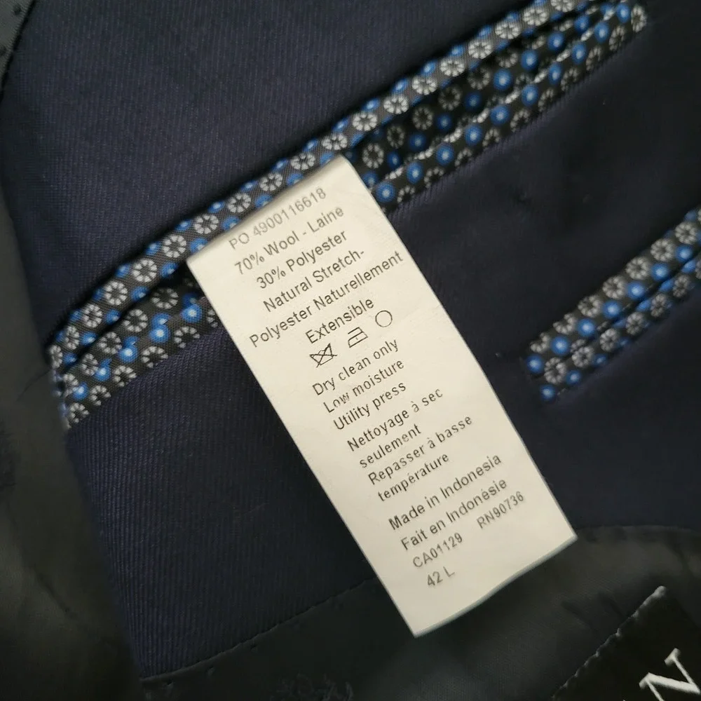 2 Pc Ralph‎ Lauren 42L 34R Suit Navy Blue Wool Classic Dapper Preppy Business